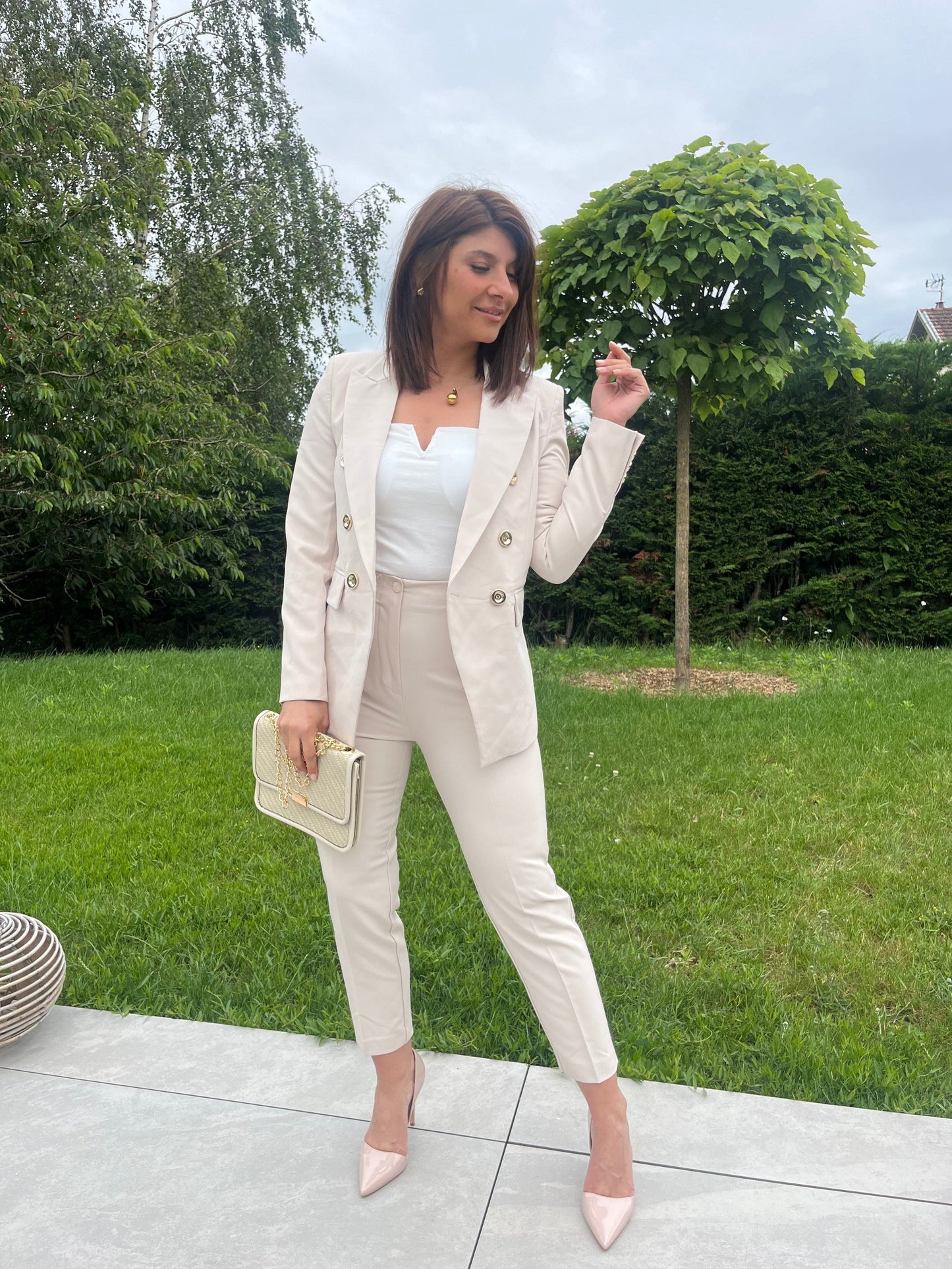 Costume blazer et pantalon tan /crème