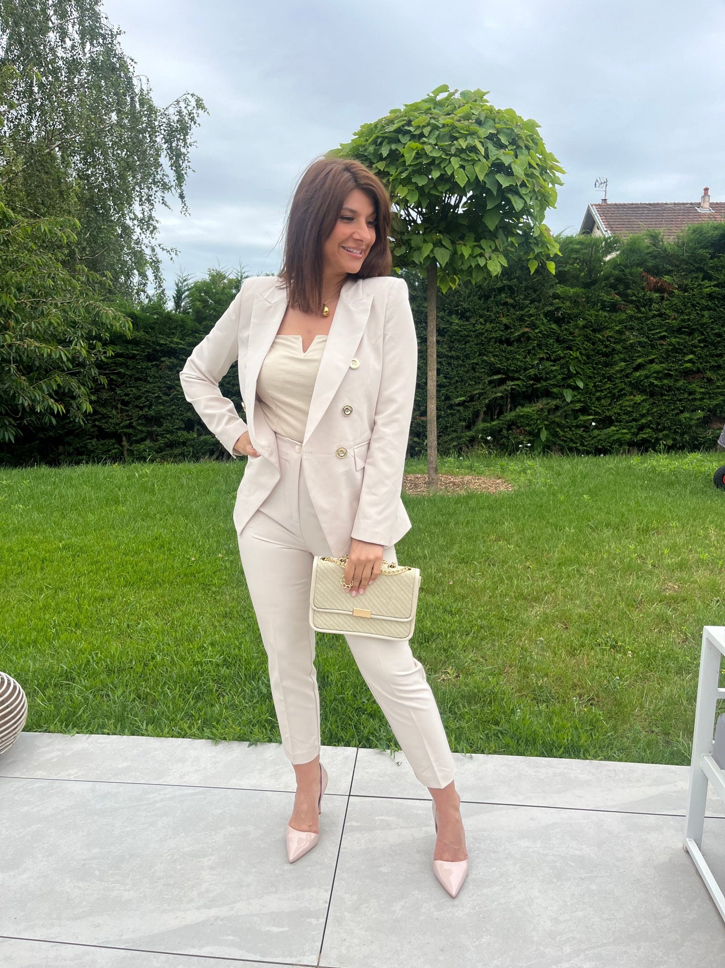 Costume blazer et pantalon tan /crème