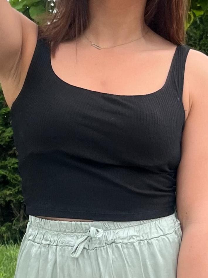 Débardeur crop top beige/ noir / blanc