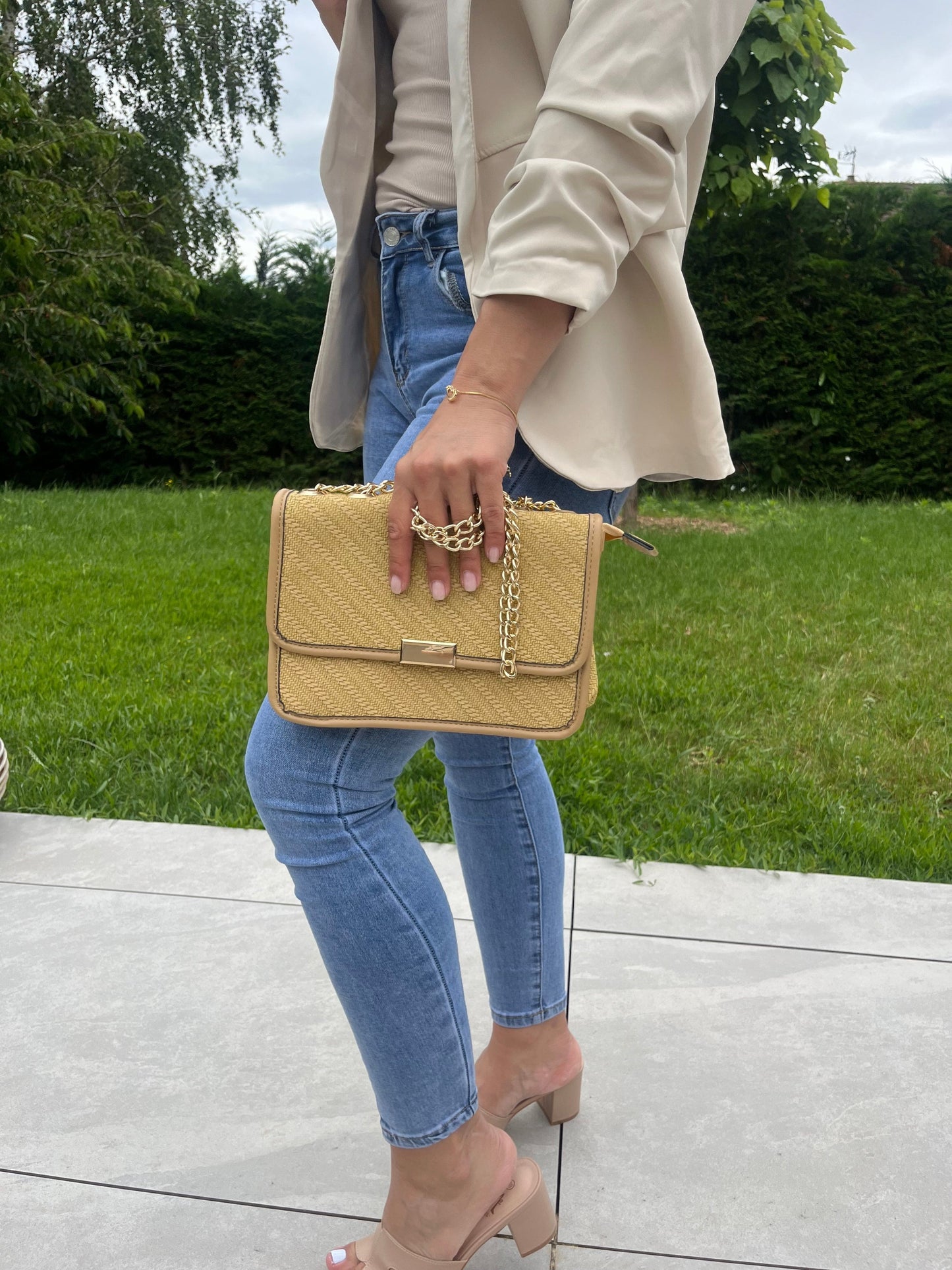 Pochette noir/ beige/ camel bandoulière